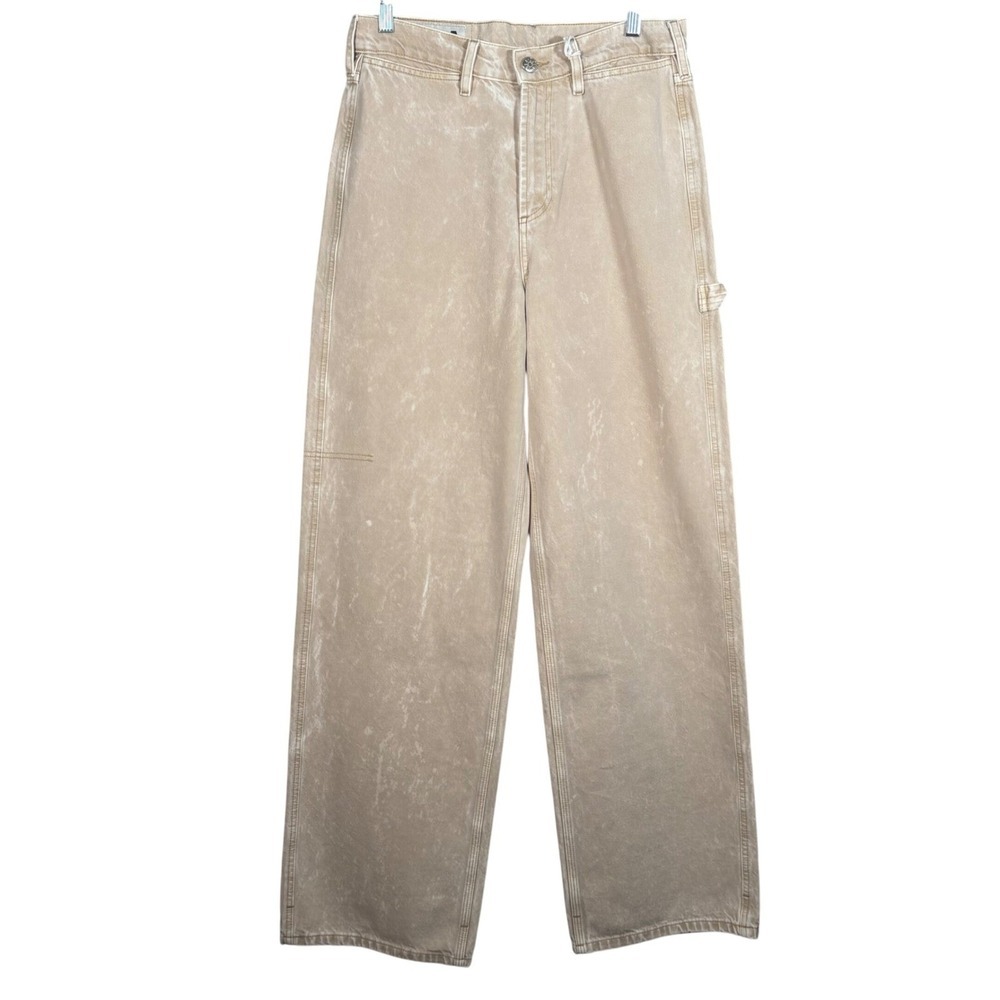 Dala Womens Starch Drought Jeans Loose Straight Leg Beige Size 29